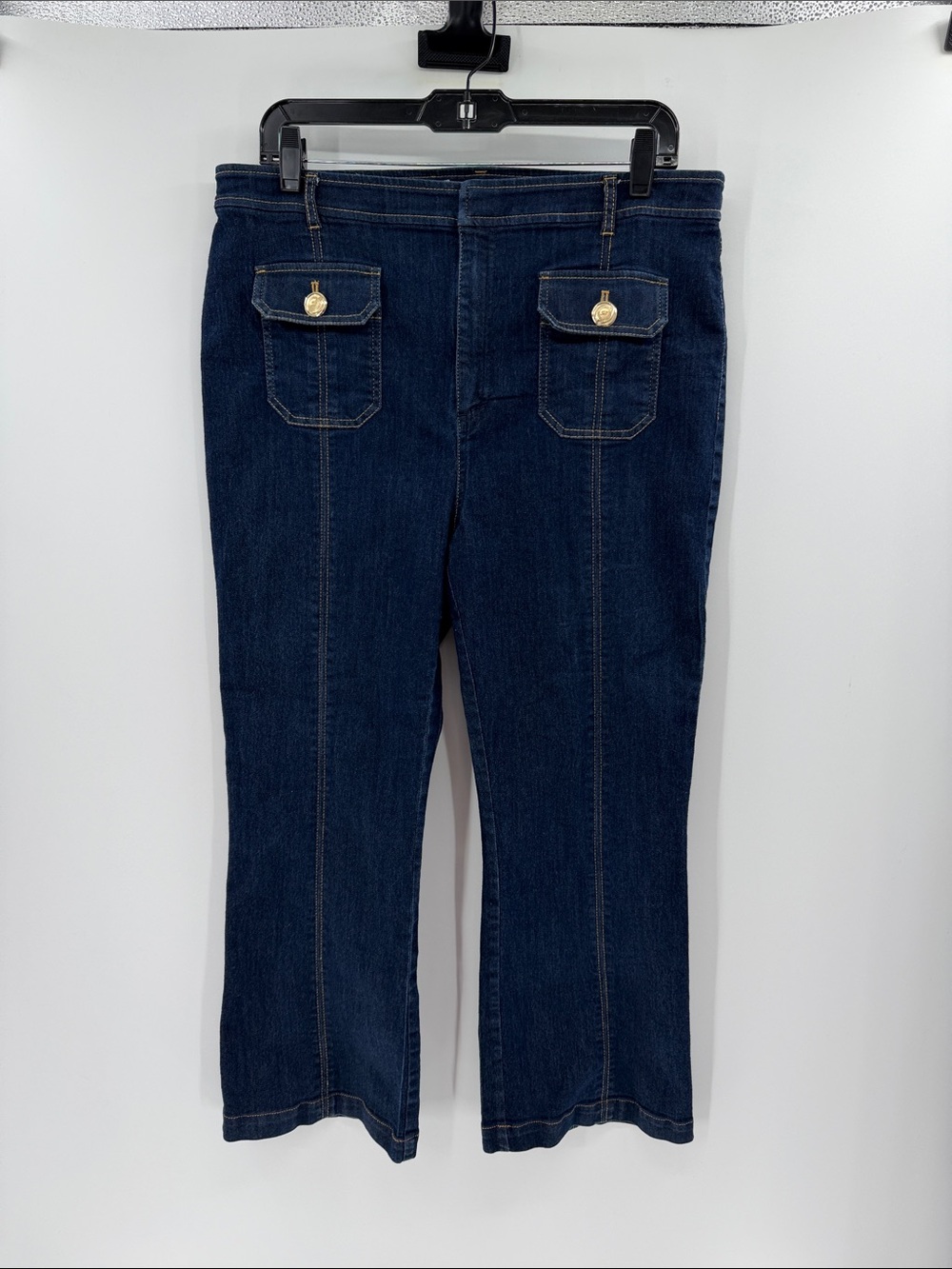 Cinq a Sept Marsha Patch Pocket Kick Flare Jeans - Dark Wash - 16